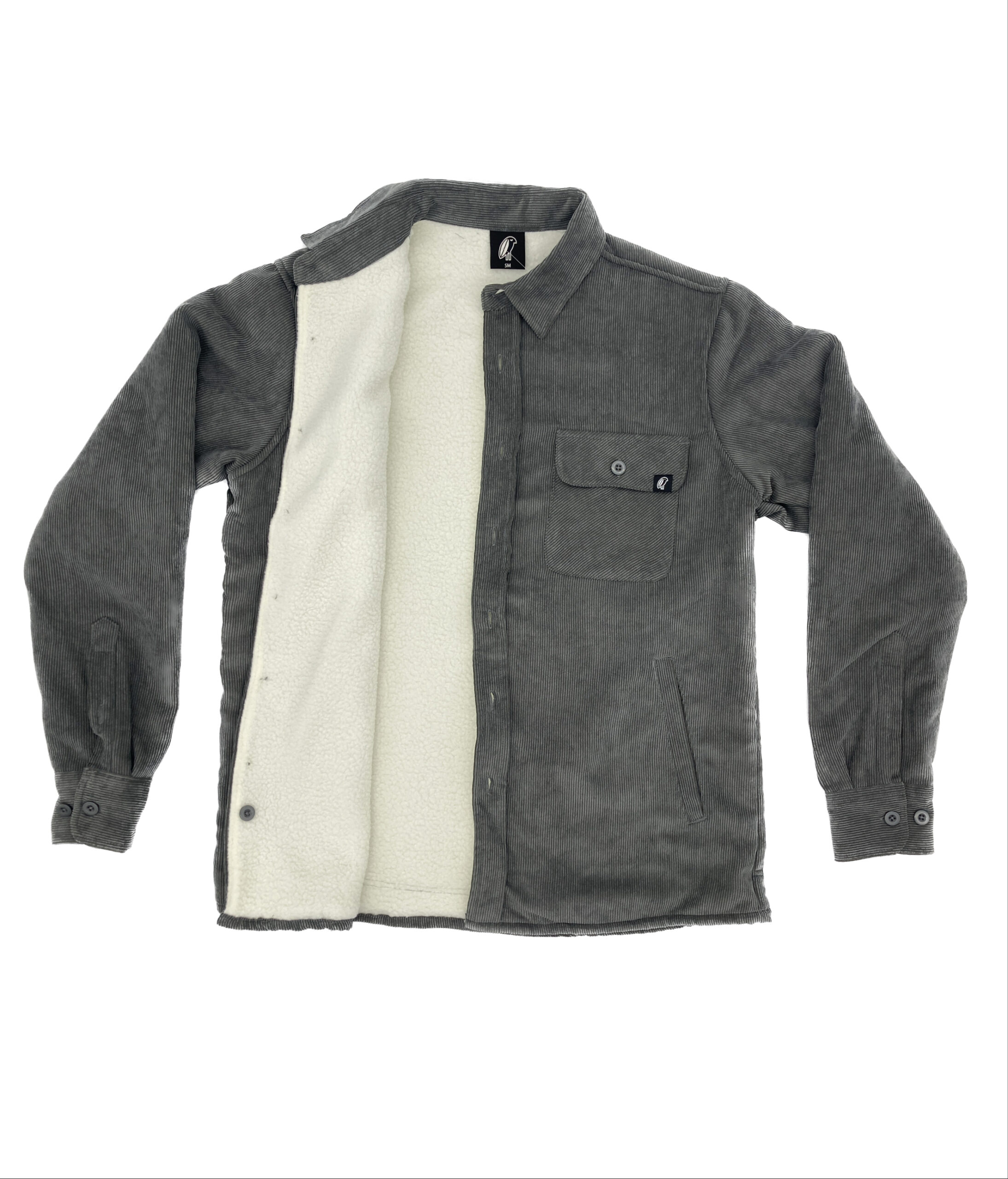cord jacket grey front OPEN