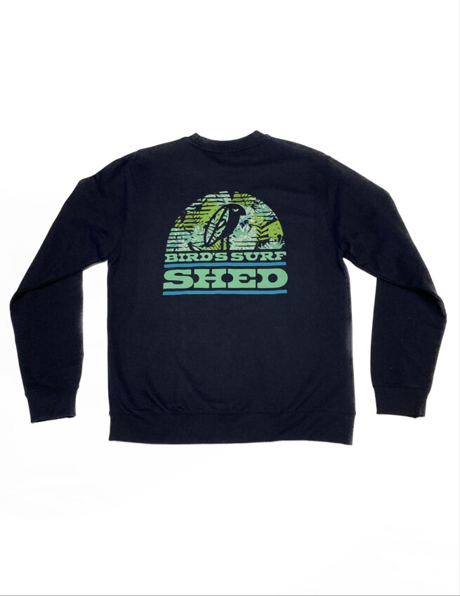 shed crew sweater navy/trop back