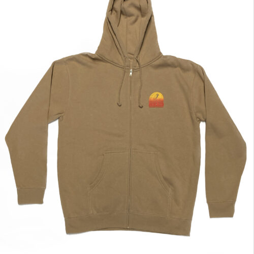 shed zip hoodie tan/sunset front