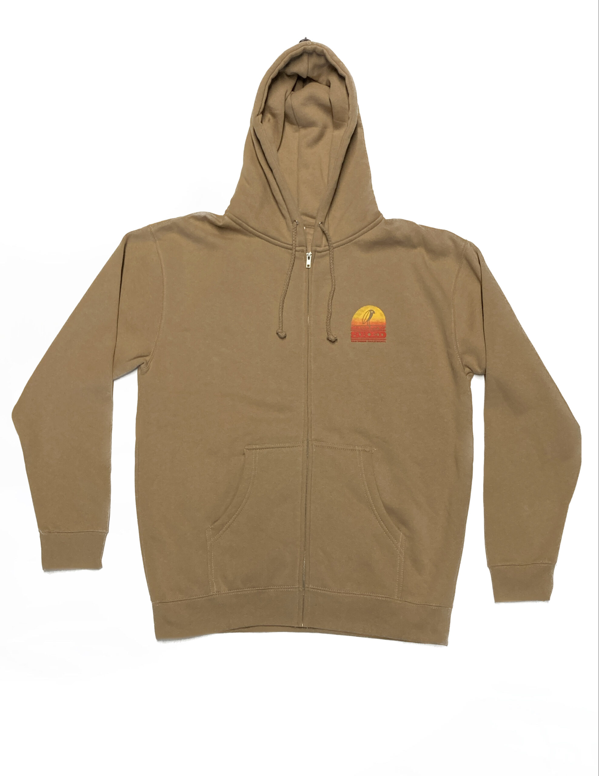 shed zip hoodie tan/sunset front